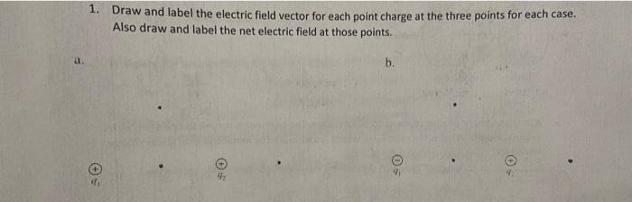 Solved 1. Draw and label the electric field vector for each | Chegg.com