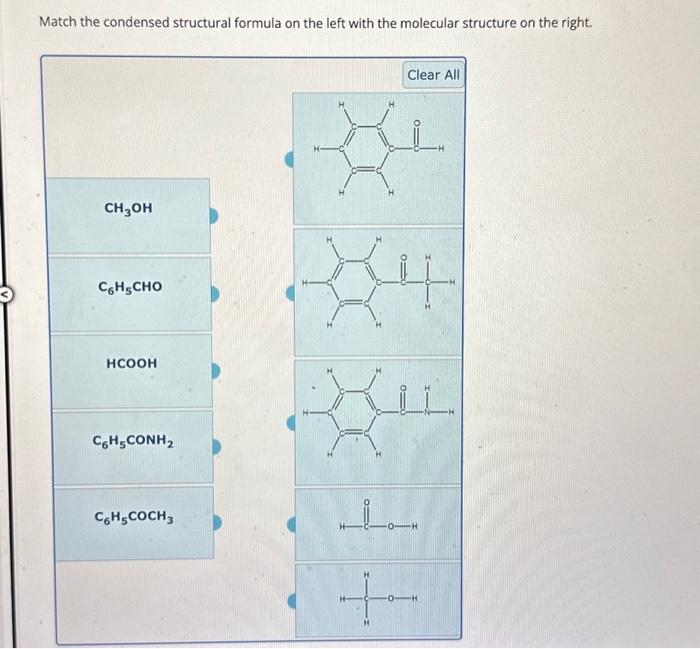 Solved Match the condensed structural formula on the left | Chegg.com