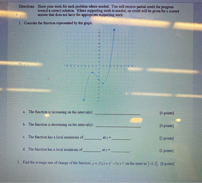 Solved Directions: Show your work for each problem where | Chegg.com