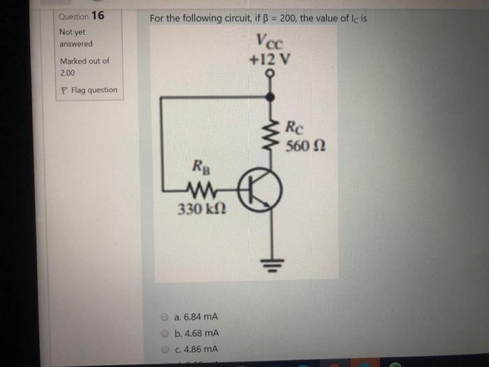 Solved Question 16 Not Yet Answered For The Following Chegg