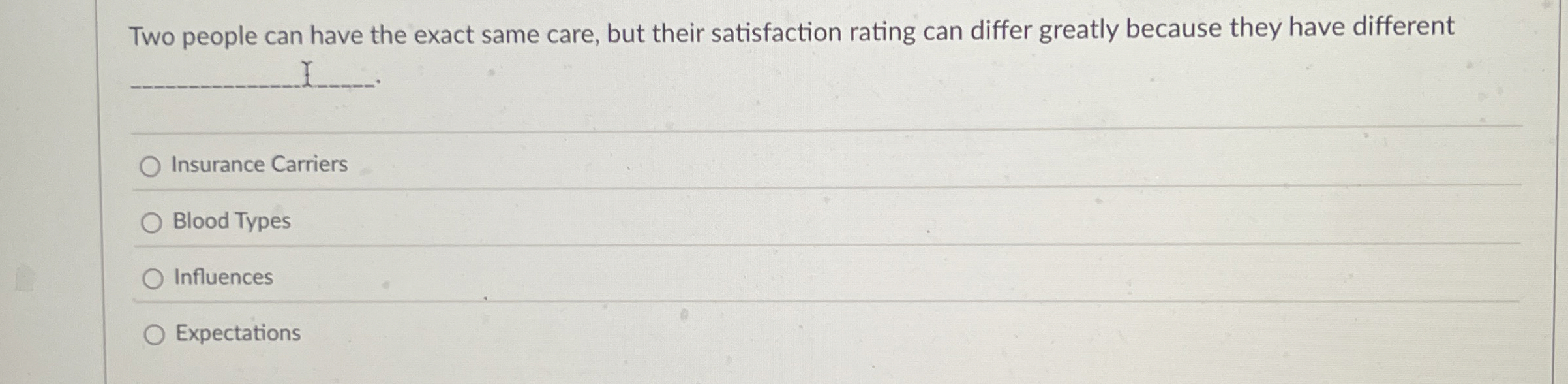 Solved Two people can have the exact same care, but their | Chegg.com