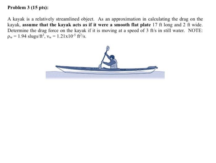 Solved Problem 3 (15 pts): A kayak is a relatively | Chegg.com