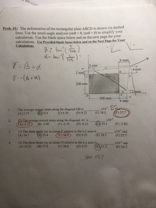 Solved Position Prob 1 The Deformation Of The Rectangular