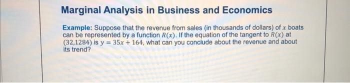 Solved Marginal Analysis in Business and Economics Example: | Chegg.com