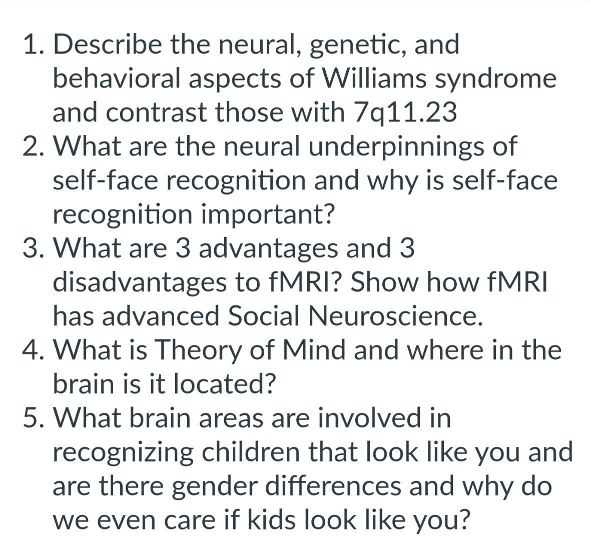 Solved 1. Describe The Neural, Genetic, And Behavioral | Chegg.com