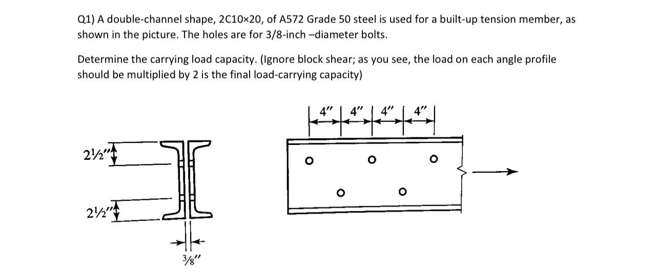 Solved Q1) ﻿A double-channel shape, | Chegg.com