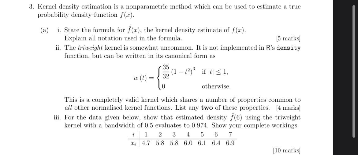 Solved Kernel density estimation is a nonparametric method | Chegg.com