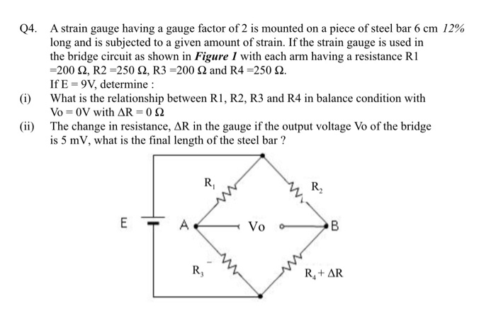 Solved Q4. A strain gauge having a gauge factor of 2 is | Chegg.com