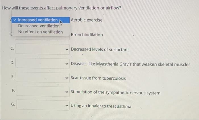 Solved How will these events affect pulmonary ventilation or | Chegg.com