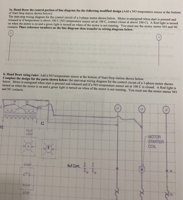 3a. Hand Draw the control portion of line diagram for | Chegg.com