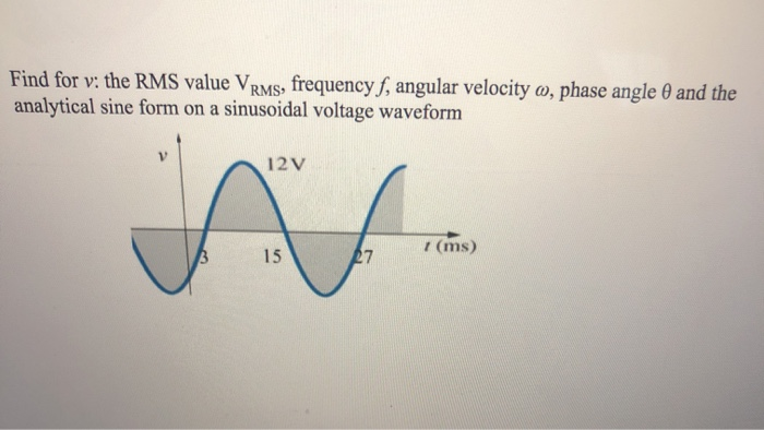 Solved find for v: f frequency, the RMS value Vrms, phase | Chegg.com