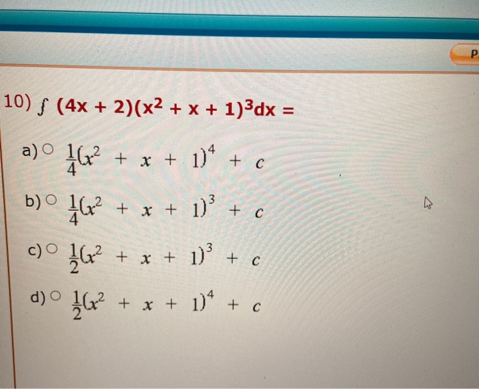 Solved P 10 4x 2 X2 X 1 3dx A º Alt X Chegg Com