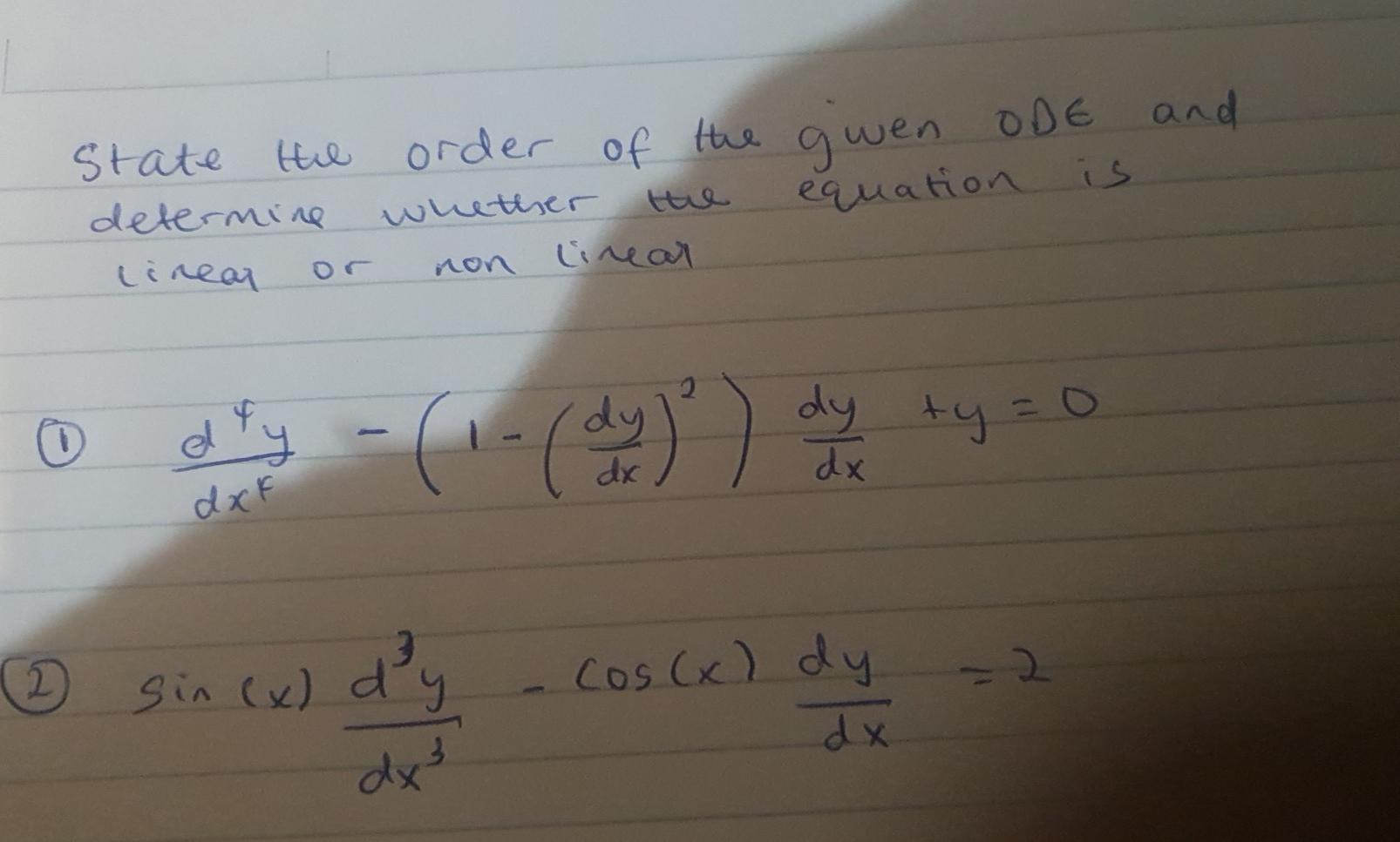 Solved the given ODE and is thie State the order of | Chegg.com