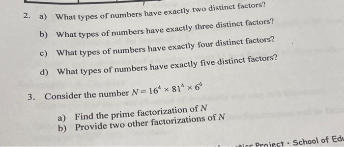 Solved 2. a) What types of numbers have exactly two distinct | Chegg.com