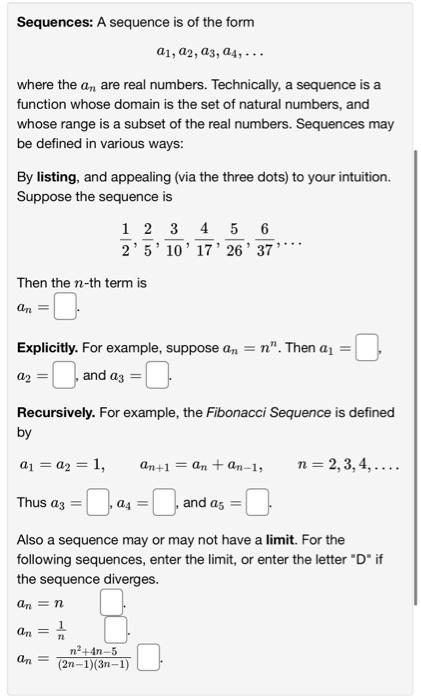 Solved Sequences: A sequence is of the form a1,a2,a3,a4,… | Chegg.com