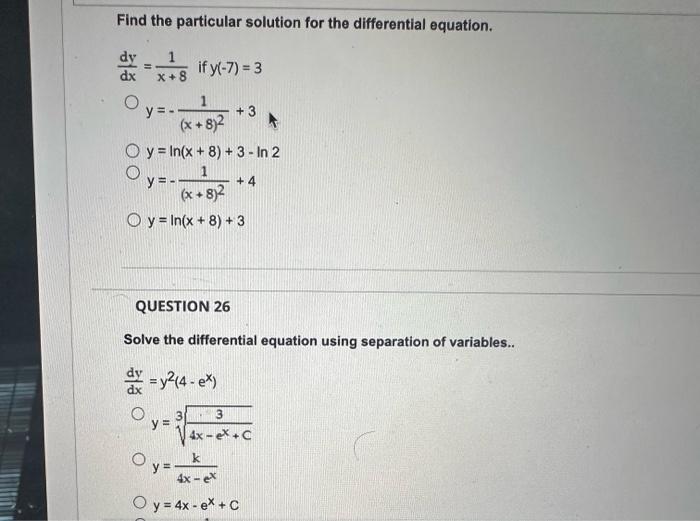 Solved Find the particular solution for the differential | Chegg.com