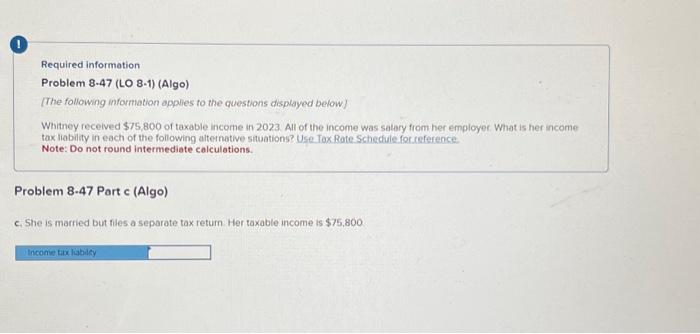 Solved Required Information Problem 8-47 (LO 8-1) (Algo) | Chegg.com