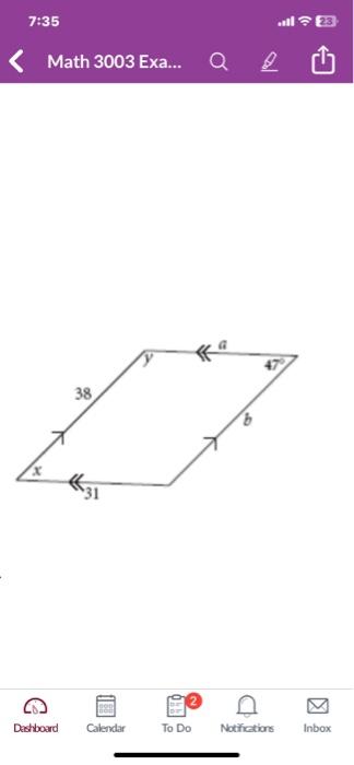 7:35 Math 3003 Exa... Dashboard 38 Calendar 0= To Do | Chegg.com