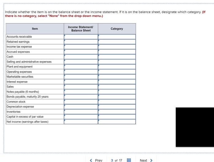 Solved Indicate whether the item is on the balance sheet or | Chegg.com