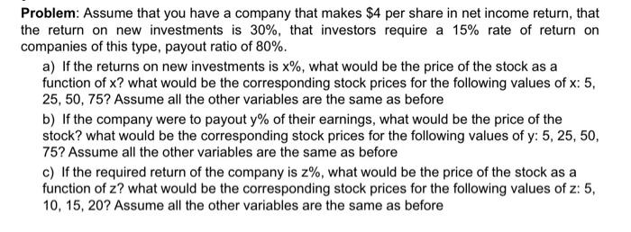 Solved Problem: Assume That You Have A Company That Makes $4 | Chegg.com