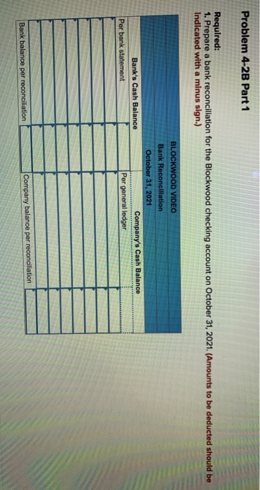 Solved Problem 4 2b Prepare The Bank Reconciliation And Chegg Com