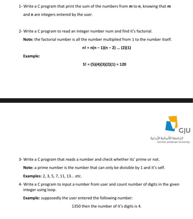 Solved 1- Write a C program that print the sum of the | Chegg.com