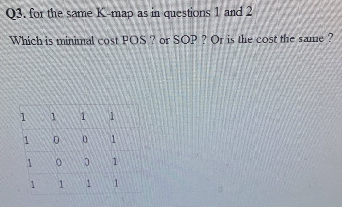 Solved Q3. for the same K-map as in questions 1 and 2 Which | Chegg.com