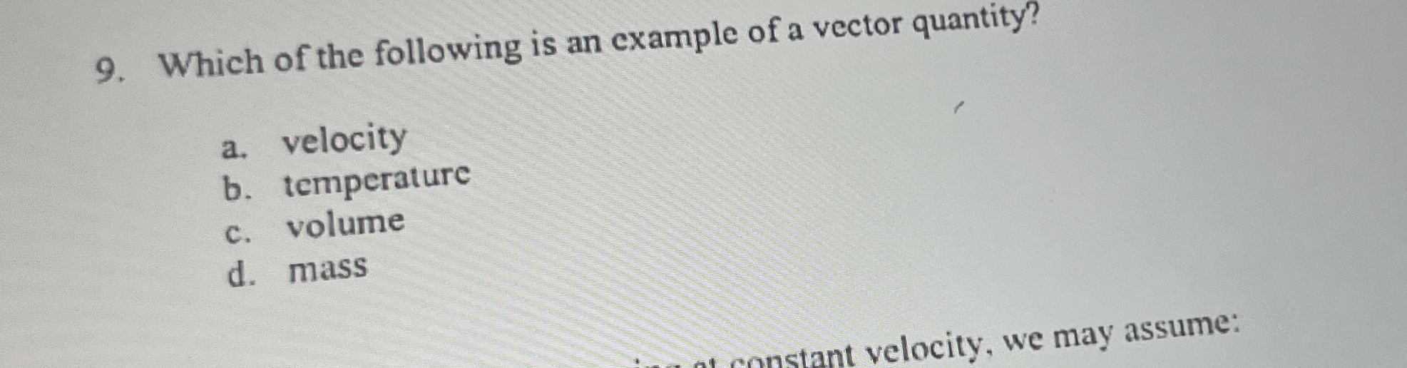 Solved Which of the following is an example of a vector | Chegg.com