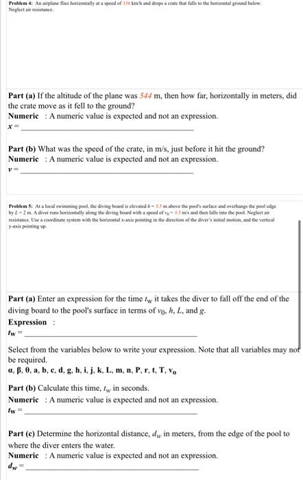 Solved Problem 4: An airplane flies horizontally at a speed | Chegg.com