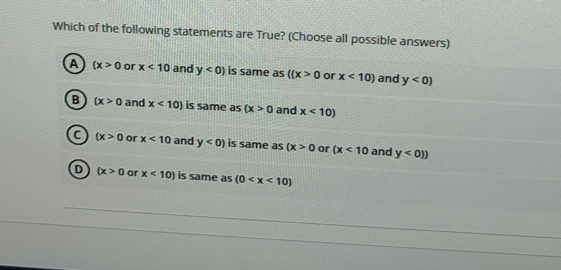 Solved Which of the following statements are True? (Choose | Chegg.com