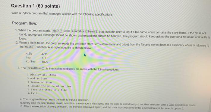 Solved by python please use all function required like ( | Chegg.com