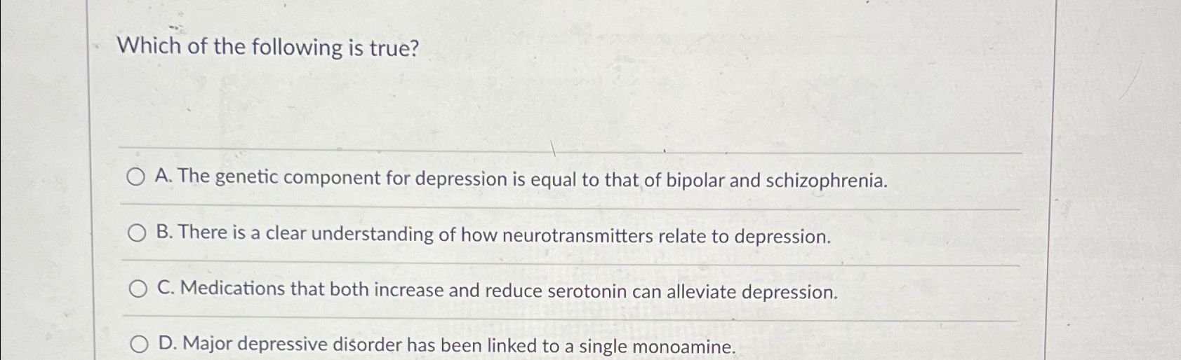 Solved Which of the following is true?A. ﻿The genetic | Chegg.com