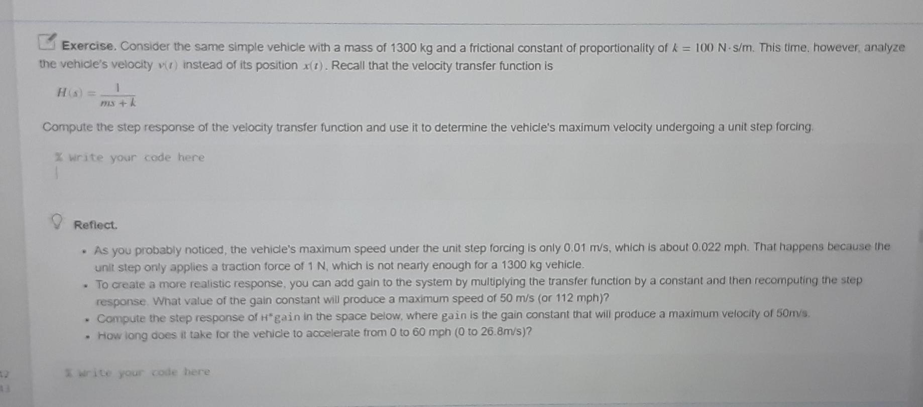 Solved Exercise. Consider the same simple vehicle with a | Chegg.com