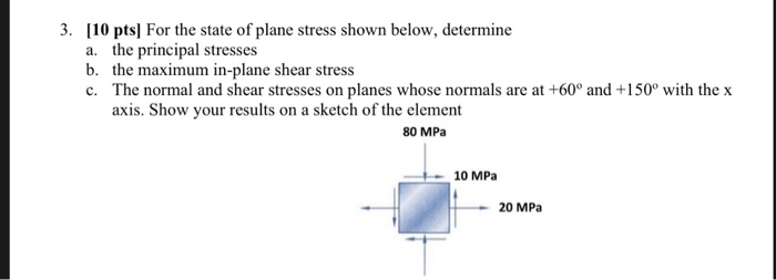 Solved 3. [10 Pts) For The State Of Plane Stress Shown | Chegg.com