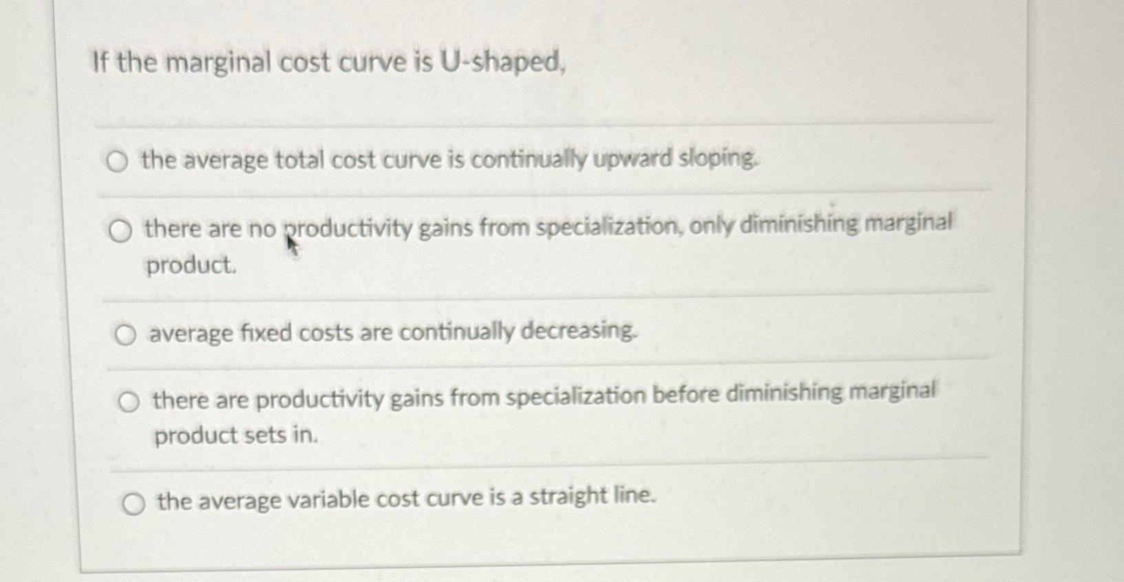 Which Of The Following Cost Curve Is U Shaped