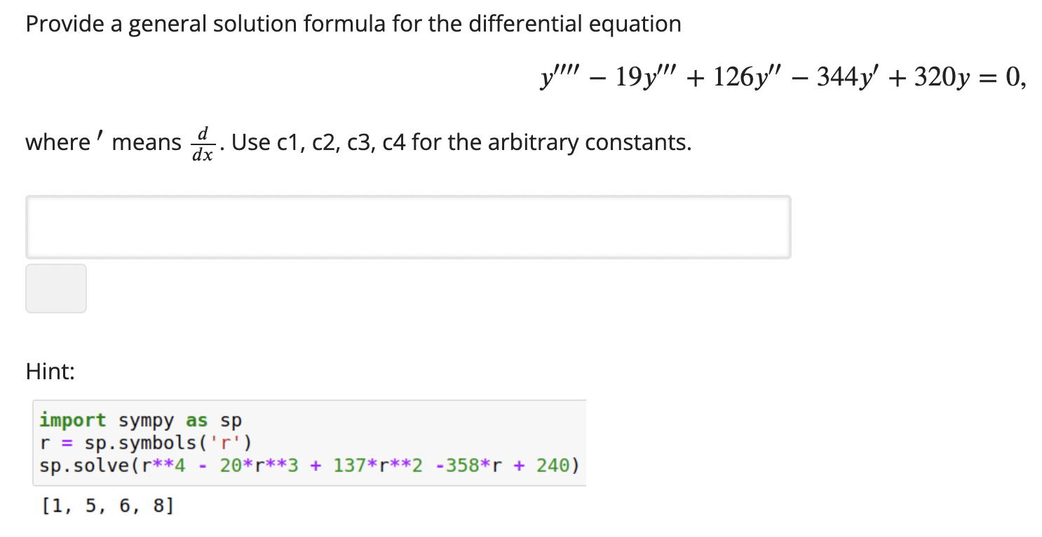 Solved Provide a general solution formula for the | Chegg.com