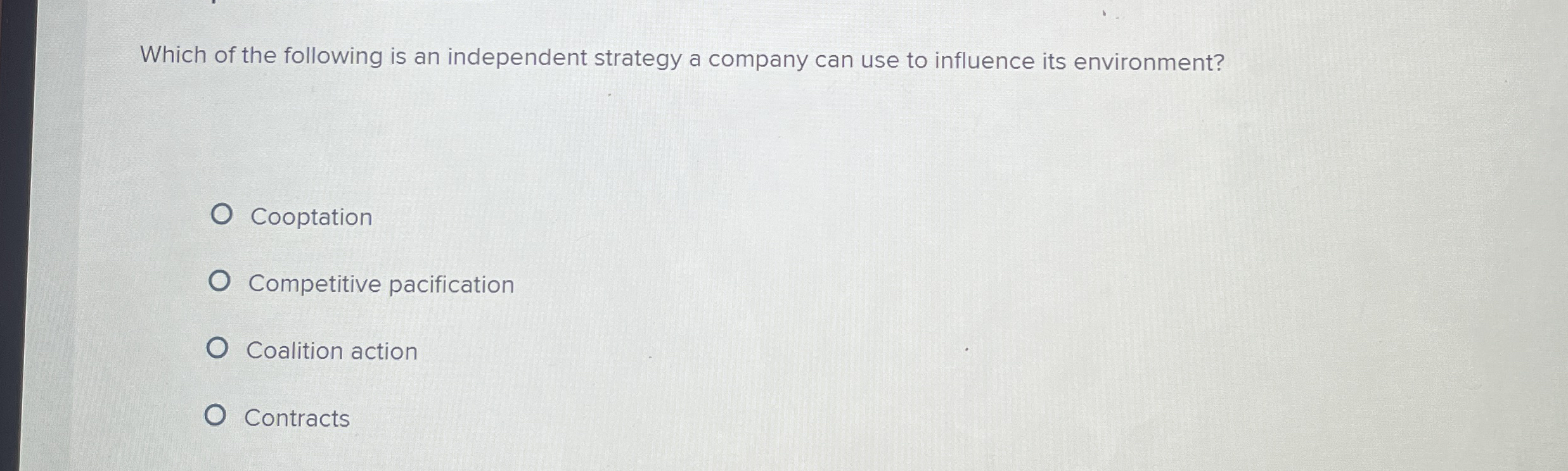 Solved Which of the following is andependent strategy a | Chegg.com