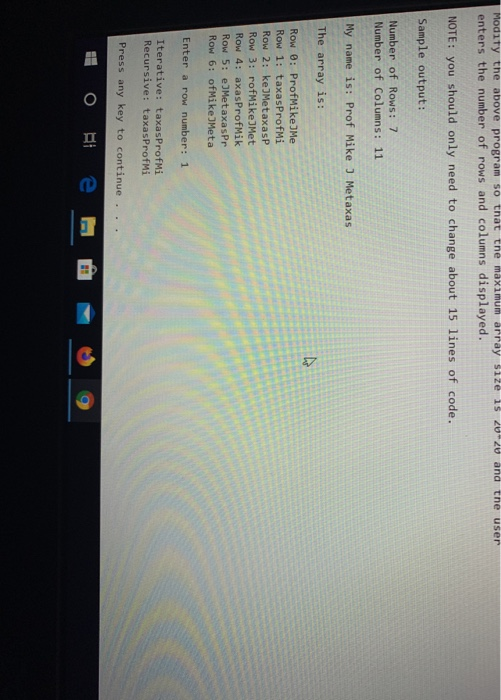 Solved Modify the above program so that the maximum array | Chegg.com