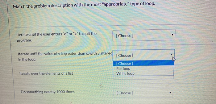 Solved Match each problem description with the most | Chegg.com