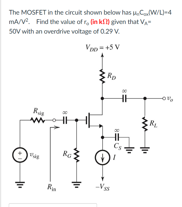 Solved The MOSFET in ﻿the circuit shown below has | Chegg.com