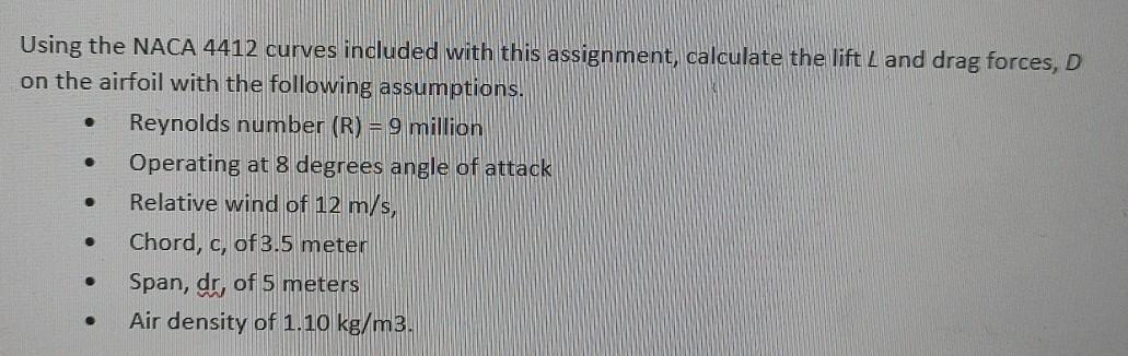 Solved . . Using the NACA 4412 curves included with this | Chegg.com