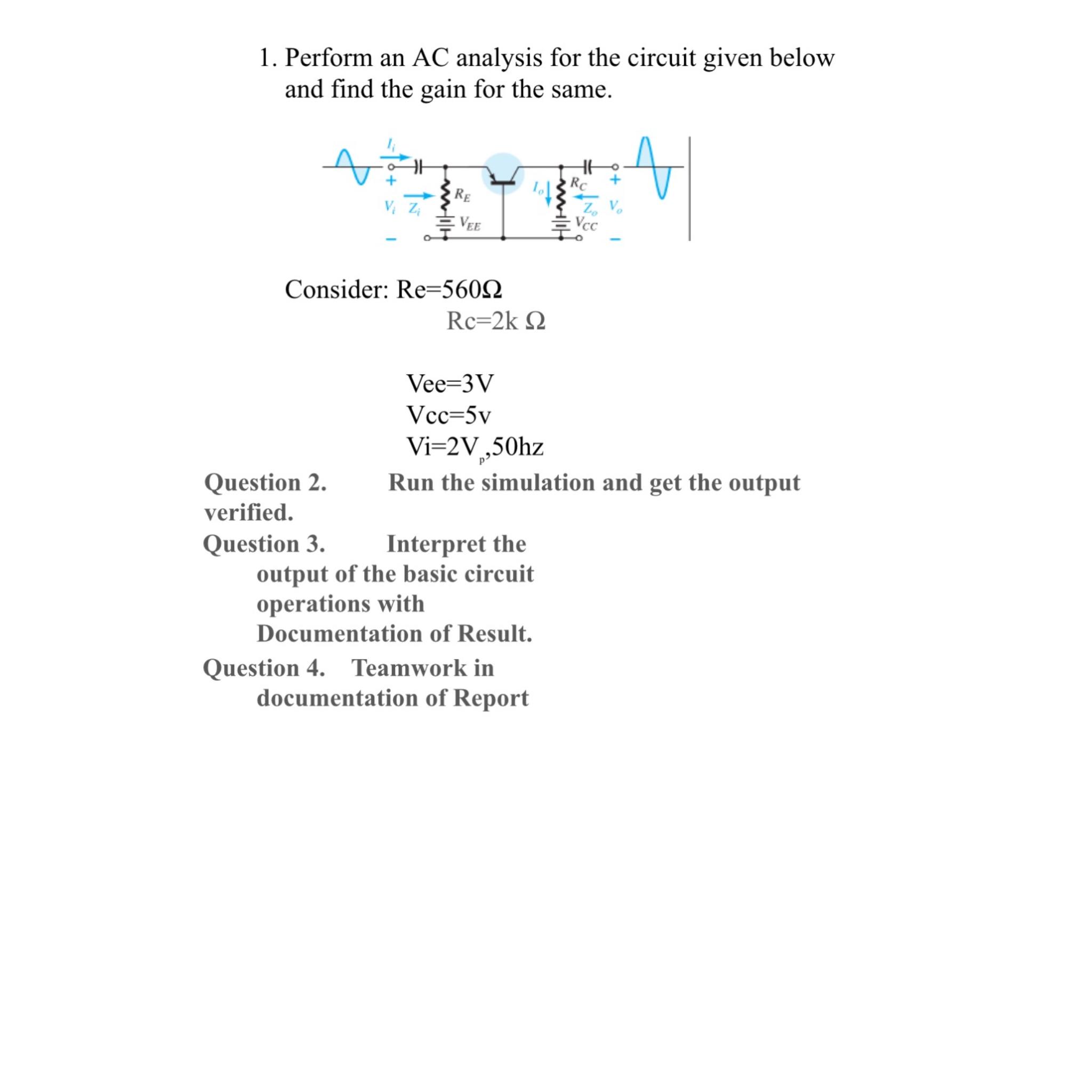 Perform an AC ﻿analysis for the circuit given below | Chegg.com