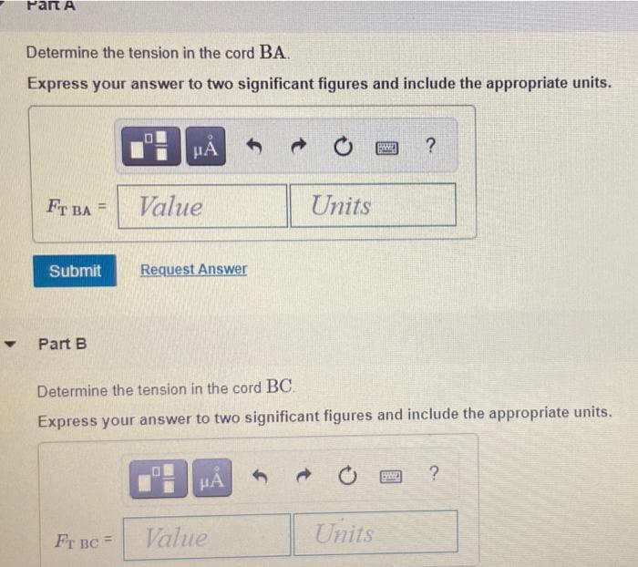 Solved Find the tension in the two cords shown in (Figure | Chegg.com