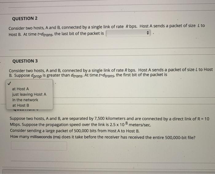 Solved QUESTION 2 Consider Two Hosts, A And B Connected By A | Chegg.com