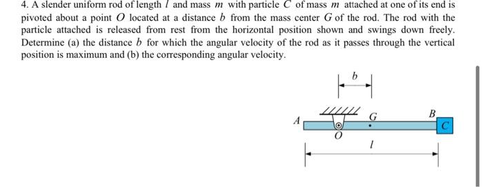 4. A slender uniform rod of length / and mass m with | Chegg.com