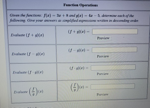 Solved Function Operations Given the functions: f(0) = 30 + | Chegg.com