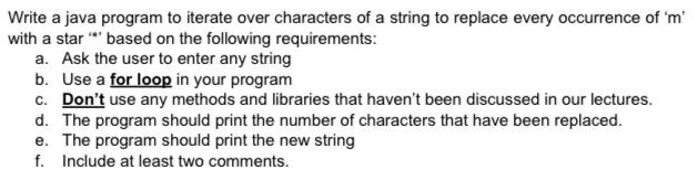 Solved Write a java program to iterate over characters of a | Chegg.com