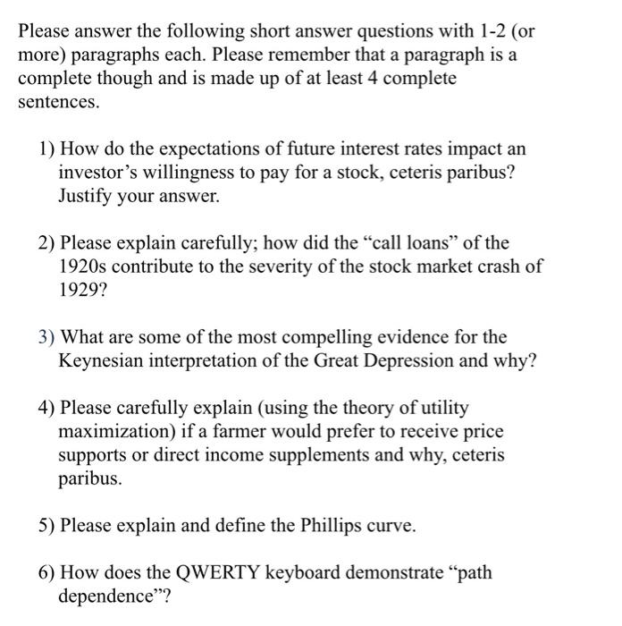 Solved sentences. 1) How do the expectations of future | Chegg.com