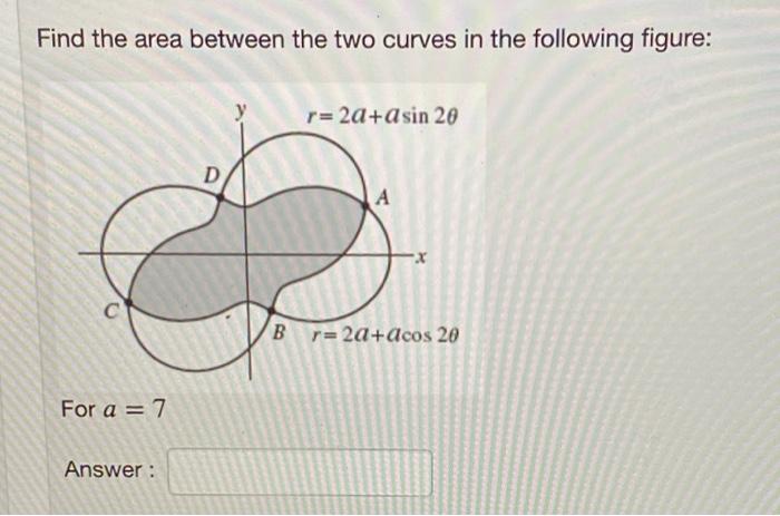 Solved Find the area between the two curves in the following | Chegg.com