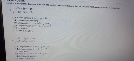 Solved 3.1 point) (1 pt) For each system determine whether | Chegg.com
